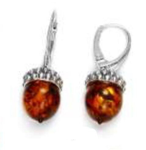 Dragonfly w/Cognac Amber Teardrop Earrings w/Lockwires