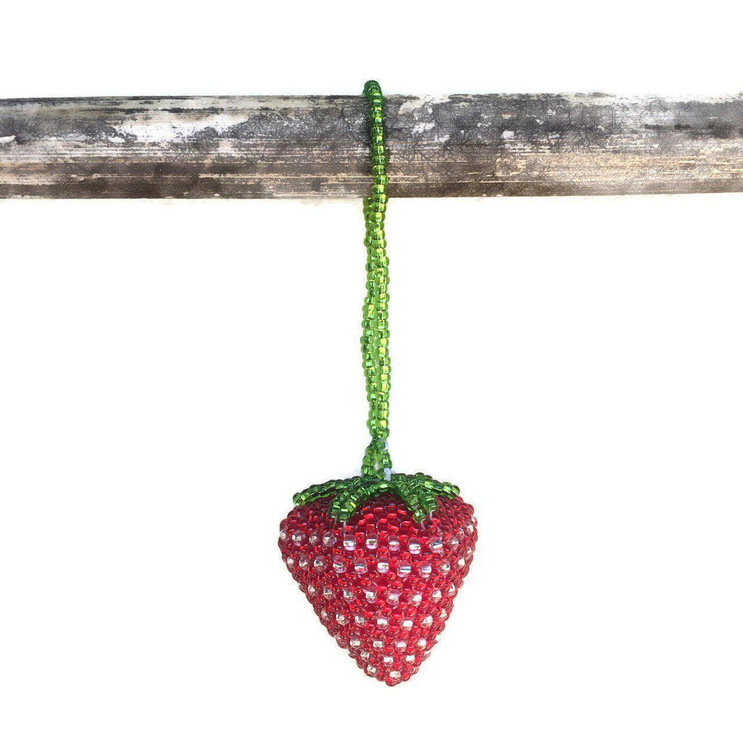 seed bead strawberry Strawberry Seed Bead Ornament – Journeys Spirited Gifts