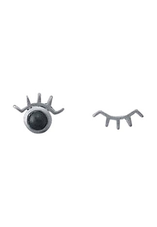 Hematite Sterling Silver Stud Eye with Lashes Earrings Hematite Sterling Silver Stud Eye with Lashes Earrings