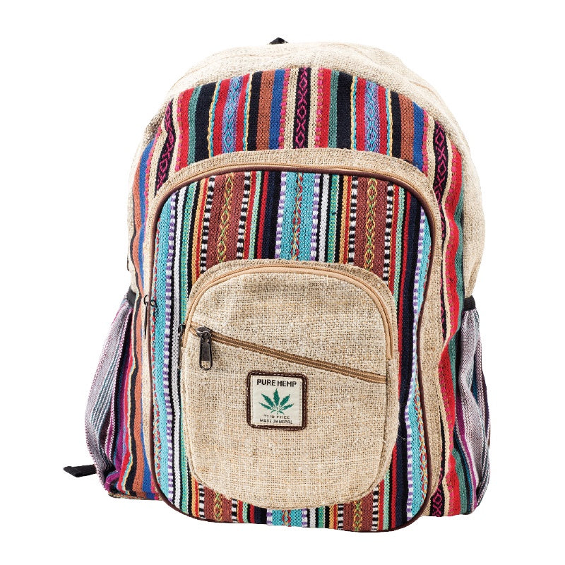 Hemp Backpack - bright stripes Hemp Backpack - bright stripes
