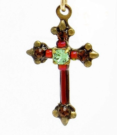Dainty Cross Necklace - Smokey Topaz