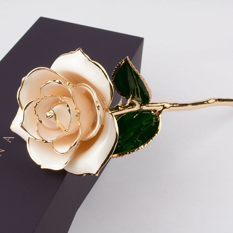 WHITE 24-KARAT GOLD-DIPPED ROSE (FULL BLOOM) WHITE 24-KARAT GOLD-DIPPED ROSE (FULL BLOOM)